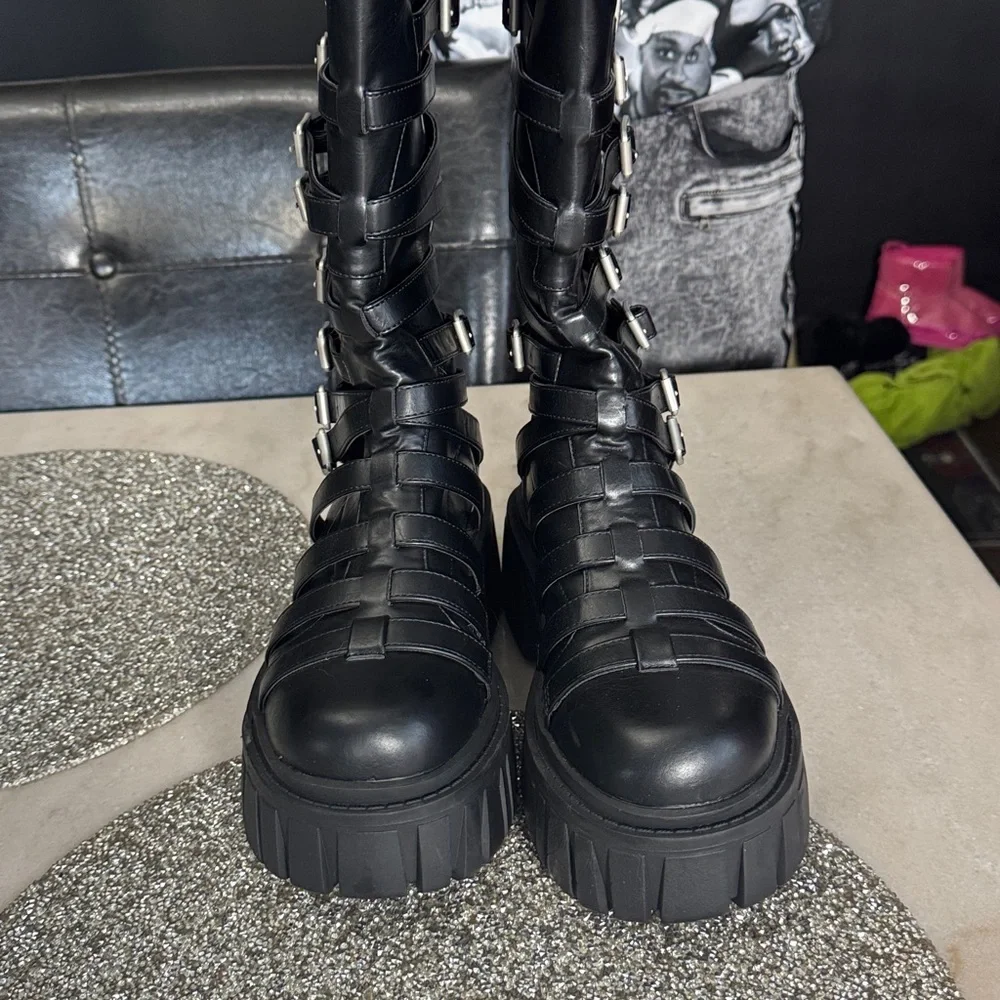 Dollskill darker wavs black platform boots 9 - Picture 3 of 12